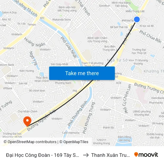 Đại Học Công Đoàn - 169 Tây Sơn to Thanh Xuân Trung map