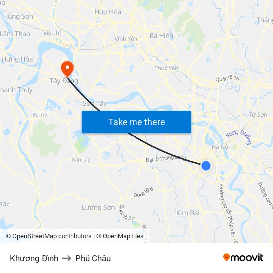 Khương Đình to Phú Châu map