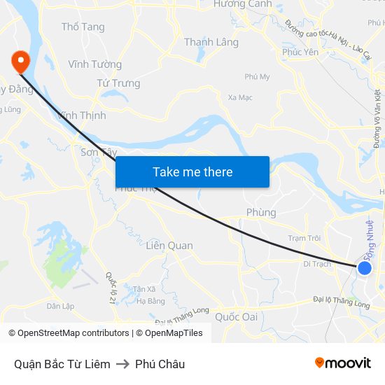 Quận Bắc Từ Liêm to Phú Châu map