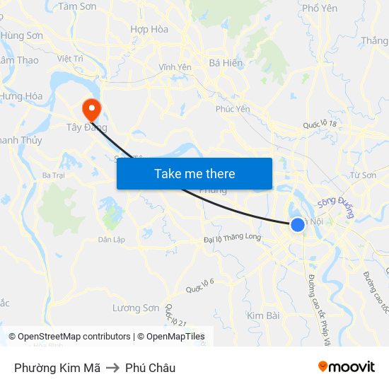 Phường Kim Mã to Phú Châu map