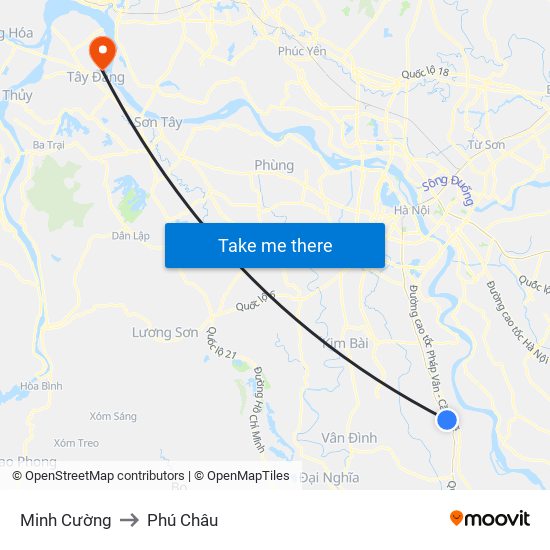 Minh Cường to Phú Châu map