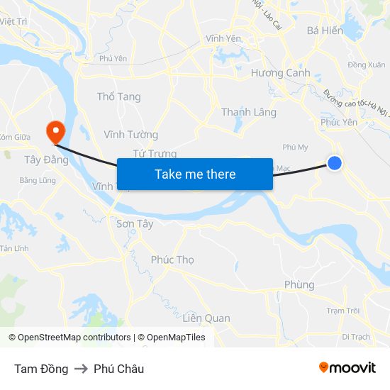 Tam Đồng to Phú Châu map