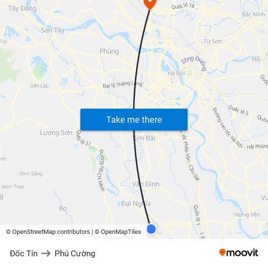 Đốc Tín to Phú Cường map