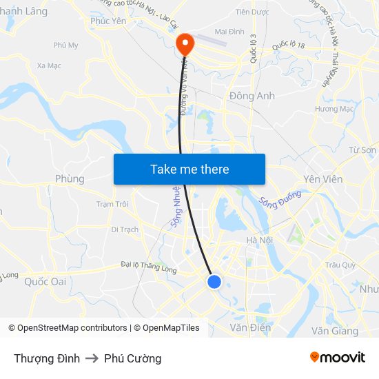 Thượng Đình to Phú Cường map