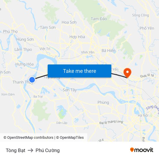 Tòng Bạt to Phú Cường map