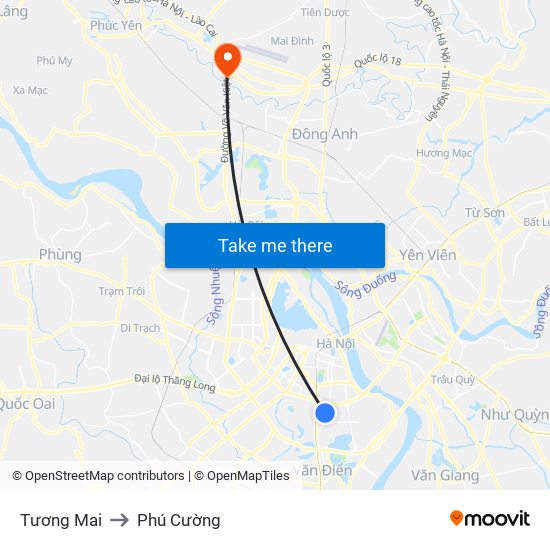 Tương Mai to Phú Cường map