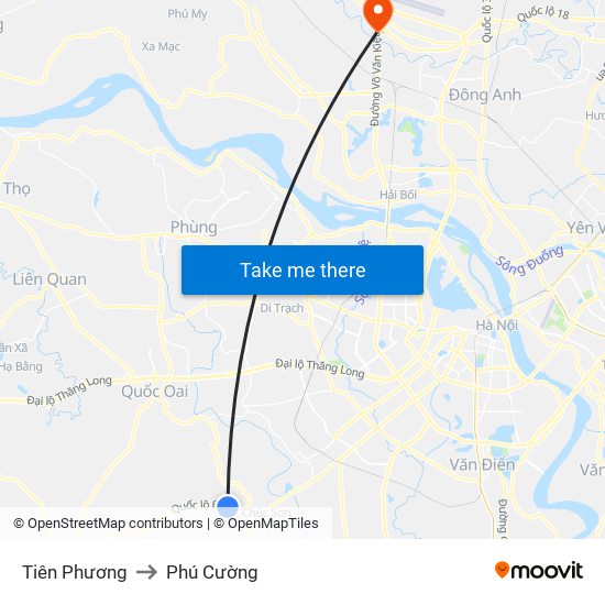 Tiên Phương to Phú Cường map