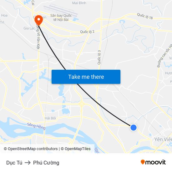 Dục Tú to Phú Cường map