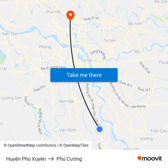 Huyện Phú Xuyên to Phú Cường map