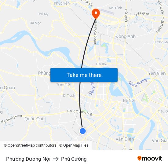 Phường Dương Nội to Phú Cường map