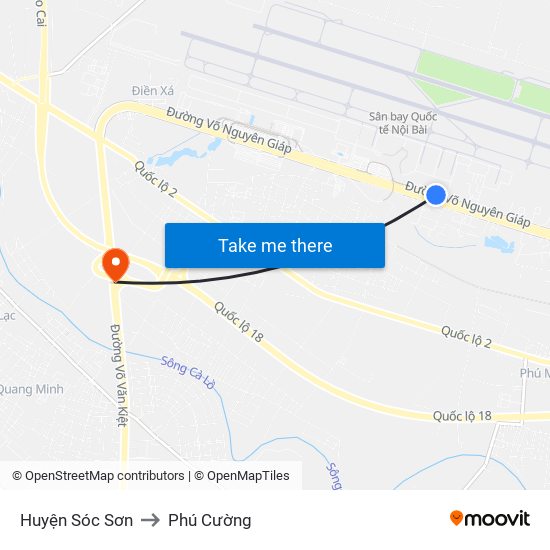 Huyện Sóc Sơn to Phú Cường map