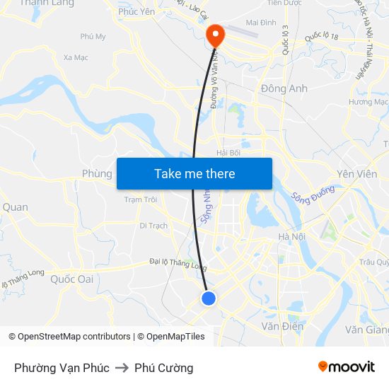 Phường Vạn Phúc to Phú Cường map