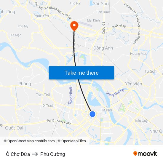 Ô Chợ Dừa to Phú Cường map