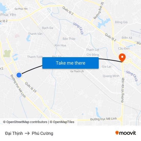 Đại Thịnh to Phú Cường map