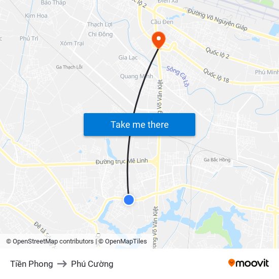 Tiền Phong to Phú Cường map