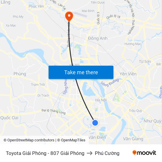 Toyota Giải Phóng - 807 Giải Phóng to Phú Cường map