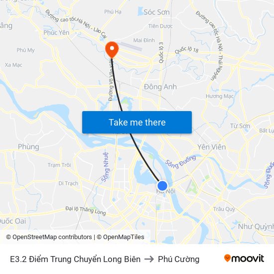 E3.2 Điểm Trung Chuyển Long Biên to Phú Cường map