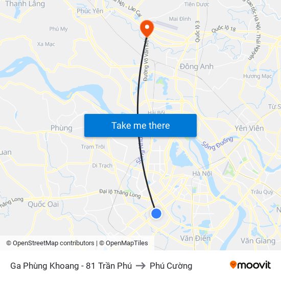 Ga Phùng Khoang - 81 Trần Phú to Phú Cường map