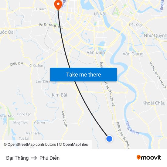 Đại Thắng to Phú Diễn map