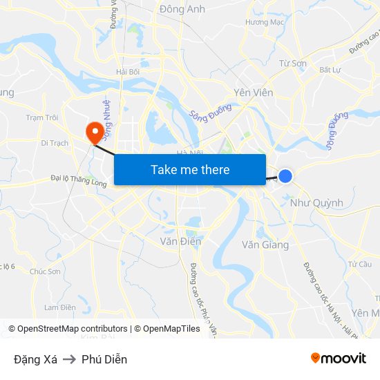 Đặng Xá to Phú Diễn map