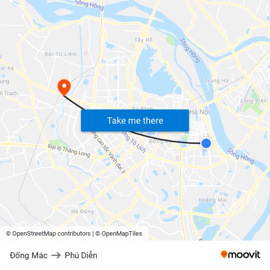 Đống Mác to Phú Diễn map