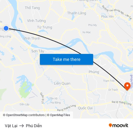 Vật Lại to Phú Diễn map
