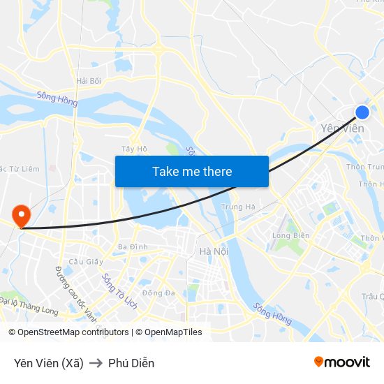 Yên Viên (Xã) to Phú Diễn map