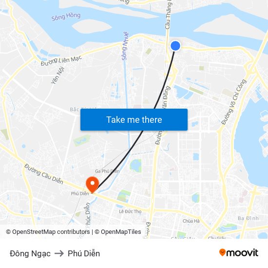 Đông Ngạc to Phú Diễn map