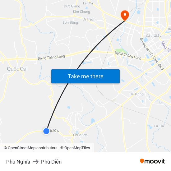 Phú Nghĩa to Phú Diễn map