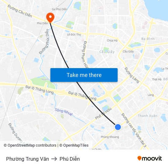 Phường Trung Văn to Phú Diễn map