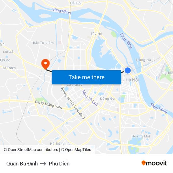 Quận Ba Đình to Phú Diễn map