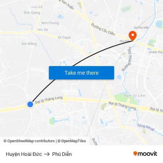 Huyện Hoài Đức to Phú Diễn map