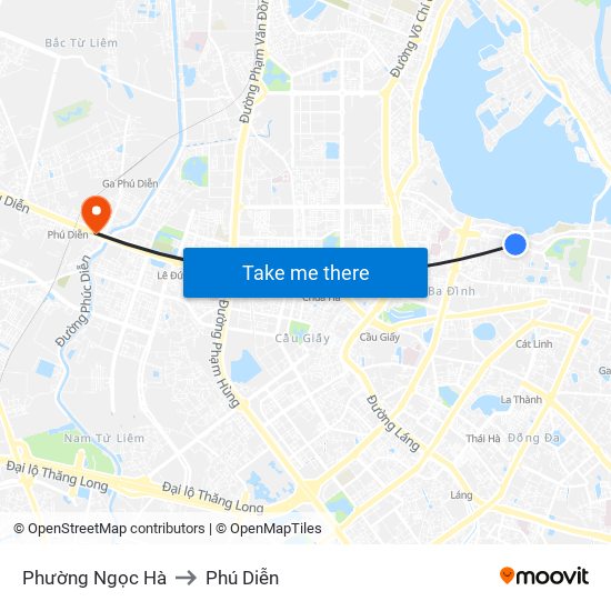 Phường Ngọc Hà to Phú Diễn map