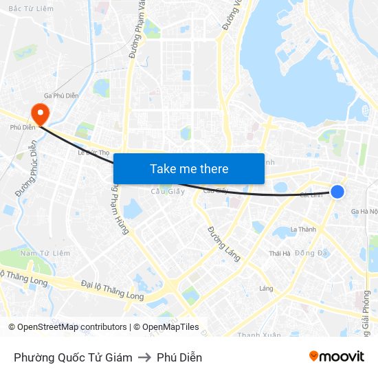 Phường Quốc Tử Giám to Phú Diễn map