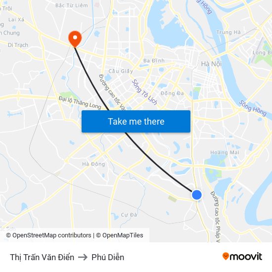 Thị Trấn Văn Điển to Phú Diễn map