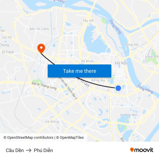 Cầu Dền to Phú Diễn map