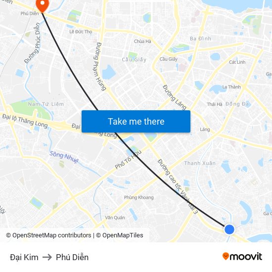 Đại Kim to Phú Diễn map