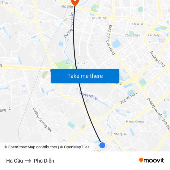 Hà Cầu to Phú Diễn map