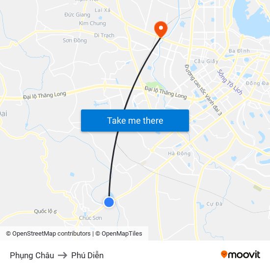 Phụng Châu to Phú Diễn map