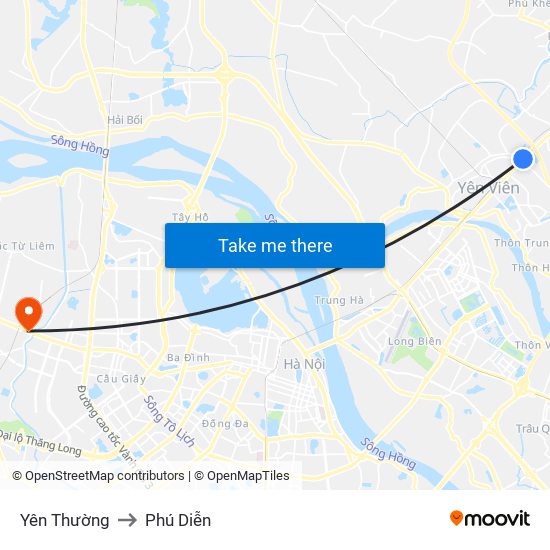 Yên Thường to Phú Diễn map