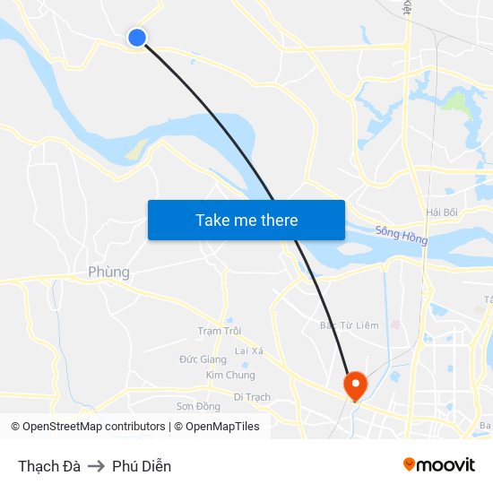 Thạch Đà to Phú Diễn map