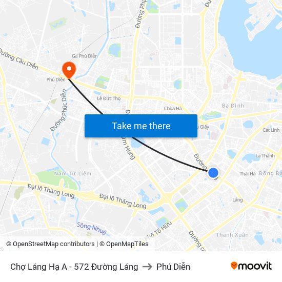 Chợ Láng Hạ A - 572 Đường Láng to Phú Diễn map