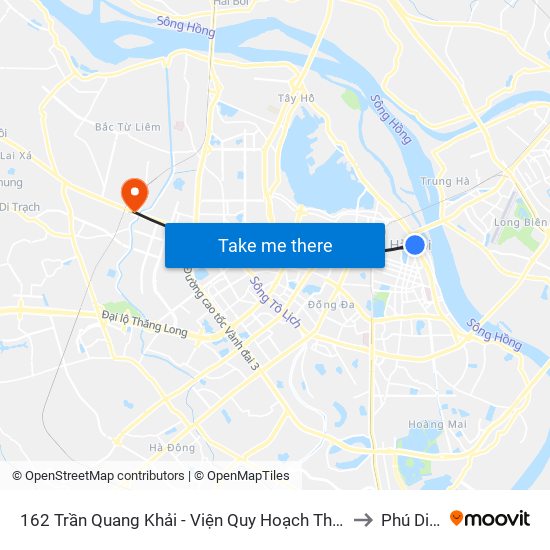 162 Trần Quang Khải - Viện Quy Hoạch Thủy Lợi to Phú Diễn map