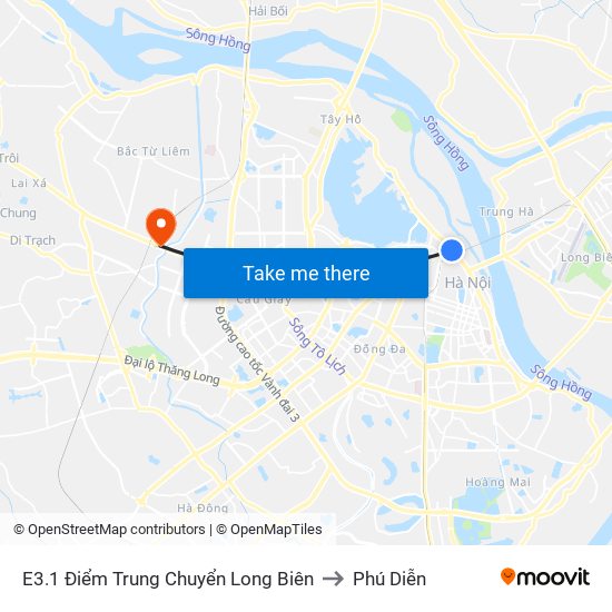 E3.1 Điểm Trung Chuyển Long Biên to Phú Diễn map