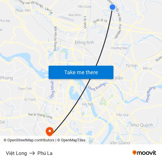 Việt Long to Phú La map