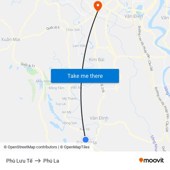 Phù Lưu Tế to Phú La map