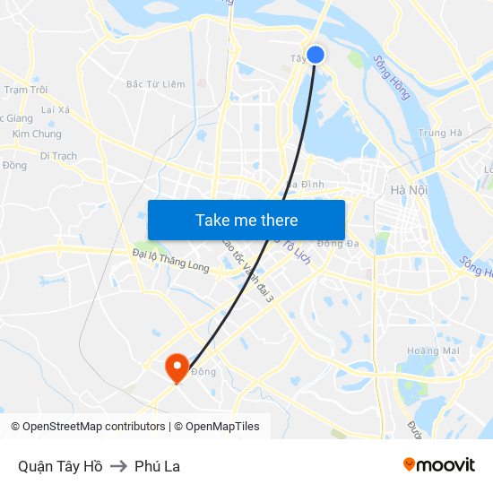 Quận Tây Hồ to Phú La map