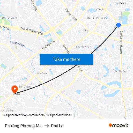 Phường Phương Mai to Phú La map