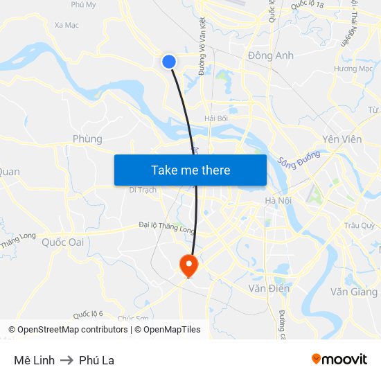 Mê Linh to Phú La map