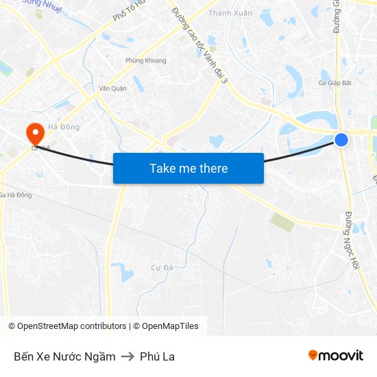 Bến Xe Nước Ngầm to Phú La map